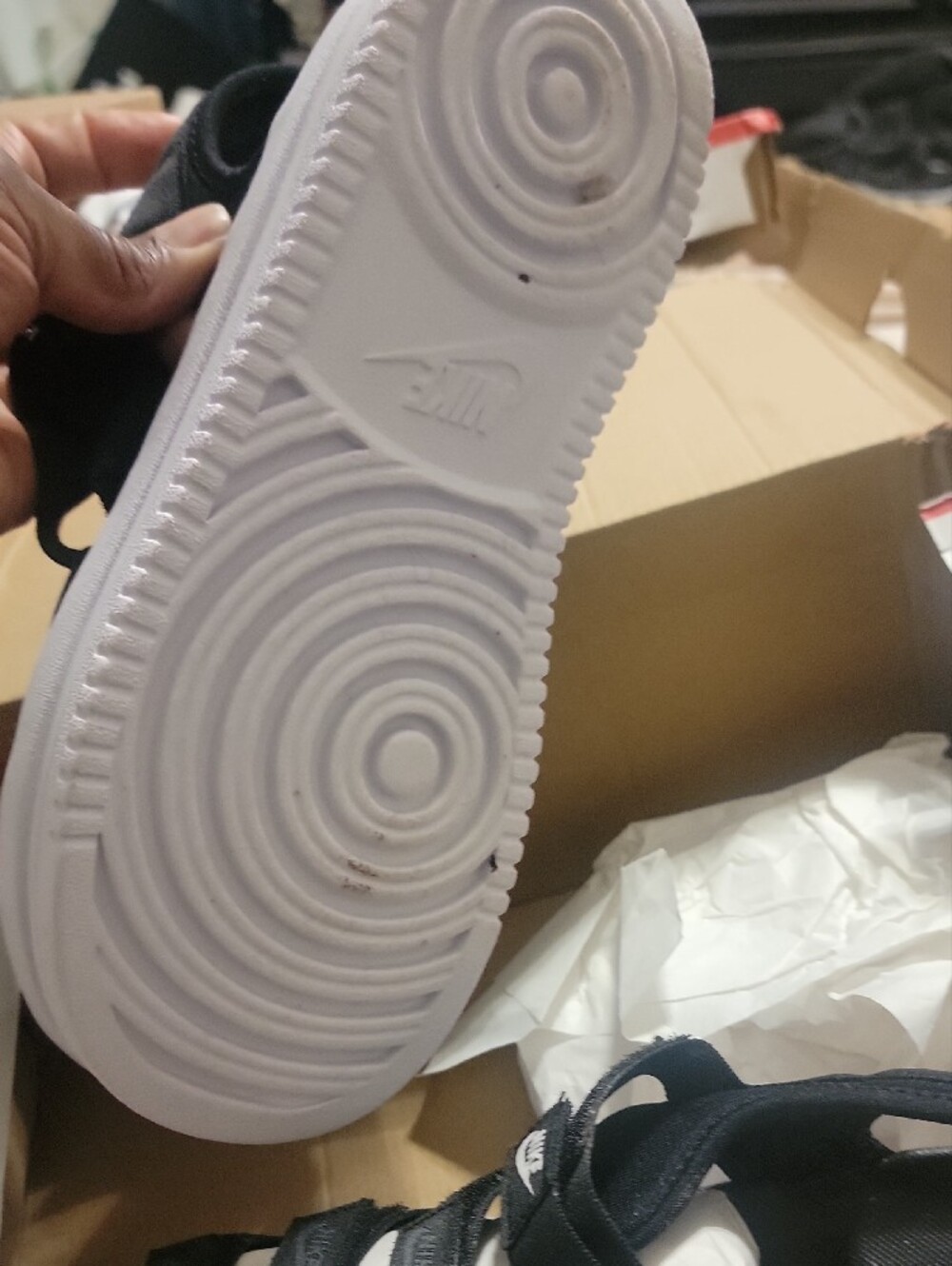 Nike Black Strap Platform Sandals with White Sole - Picture 9 of 9